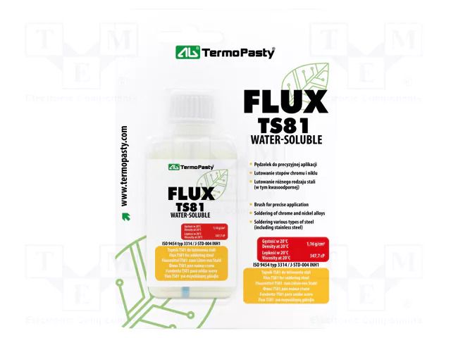 Flux: rosin-free; Water Soluble; liquid; bottle; 0.05l; Flux: SW13 AG TERMOPASTY FLUX-TS8/50