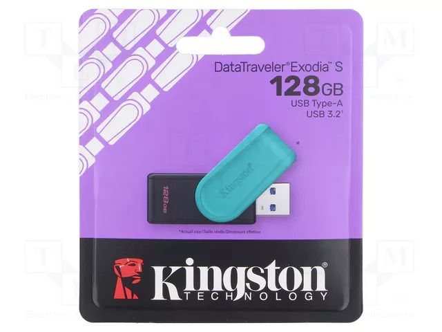 Pendrive; USB 3.2 Gen 1; 128GB; DataTraveler Exodia S; USB A KINGSTON TECHNOLOGY DTXS/128GB