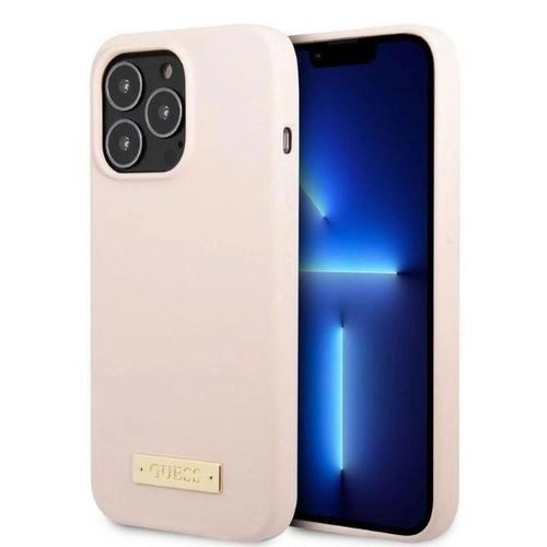 Guess GUHMP13LSPLP iPhone 13 Pro / 13 6.1&quot; pink/pink hard case Silicone Logo Plate MagSafe, Guess 3666339056872 3666339056872