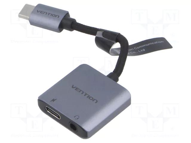 Adapter; Jack 3.5mm socket,USB C socket,USB C plug; 0.1m VENTION BIGHA