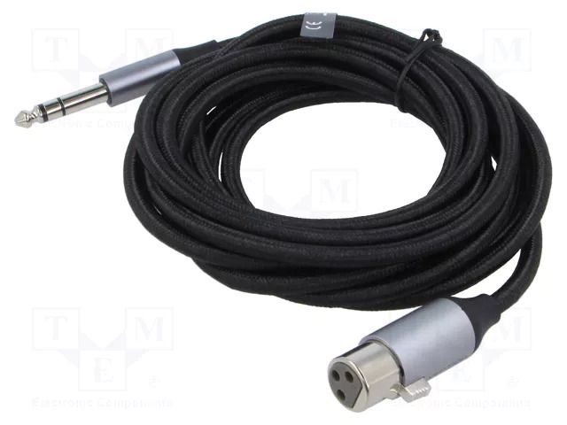 Cable; Jack 6,3mm plug,XLR female 3pin; 3m; Øcable: 6mm; textile VENTION BKGHI