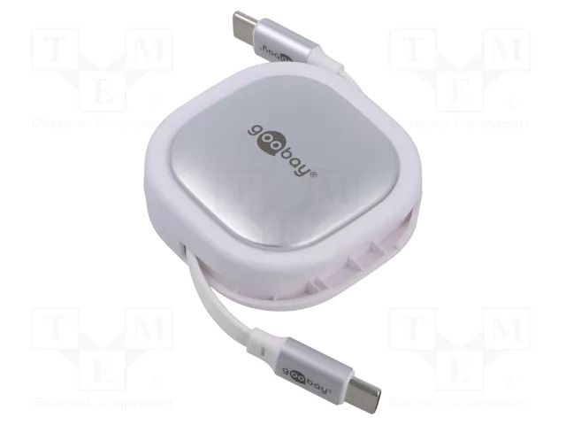 Cable; USB 2.0,rolled; USB C plug,both sides; 1m; white,silver GOOBAY GOOBAY-77425