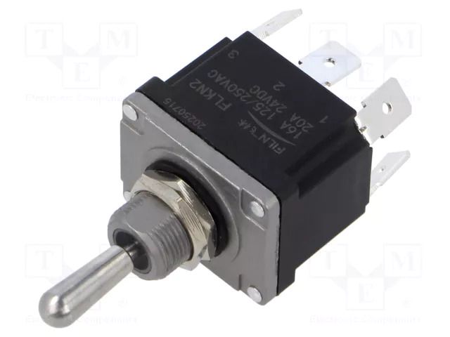 Switch: toggle; Pos: 3; DP3T; ON-OFF-ON; 16A/250VAC; 20A/24VDC FILN KN2-23X-P