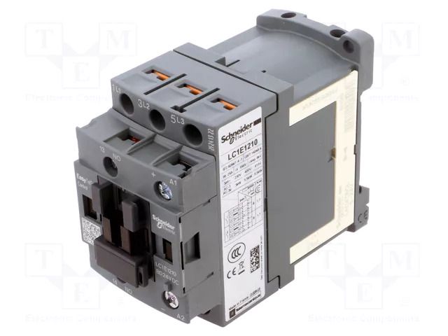 Contactor: 3-pole; NO x3; Auxiliary contacts: NO; 24VDC; 12A; 690V SCHNEIDER ELECTRIC LC1E1210BD