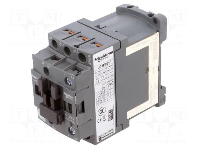 Contactor: 3-pole; NO x3; Auxiliary contacts: NO; 24VDC; 6A; W: 45mm SCHNEIDER ELECTRIC LC1E0610BD