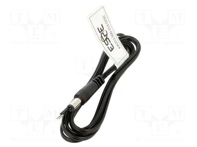 Cable; 2x0.52mm2; wires,DC 5,5/2,5 plug; straight; black; 1.5m ESPE KW251-000-213-0150