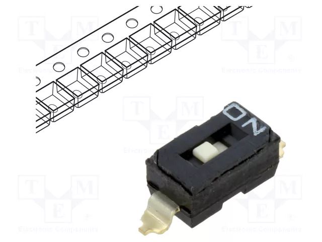 Switch: DIP-SWITCH; Poles number: 1; OFF-ON; 0.1A/50VDC; Pos: 2; SMT E-SWITCH KAE01TGGR