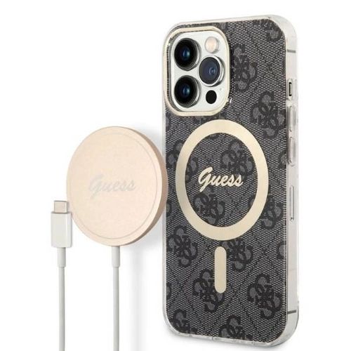 Set Guess GUBPP13XH4EACSK Case+ Charger iPhone 13 Pro Max black/black hard case 4G Print MagSafe, Guess 3666339102807