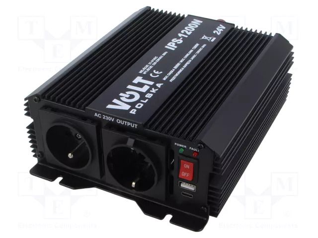 Converter: DC/AC; Uout: 225÷235VAC; 21÷31VDC; 222x165x69mm; 800W VOLT POLSKA IPS1200N-24/230V