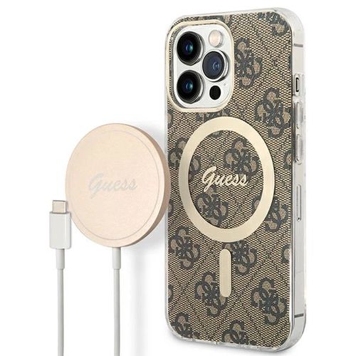 Set Guess GUBPP13XH4EACSW Case+ Charger iPhone 13 Pro Max brown/brown hard case 4G Print MagSafe, Guess 3666339102883 3666339102883