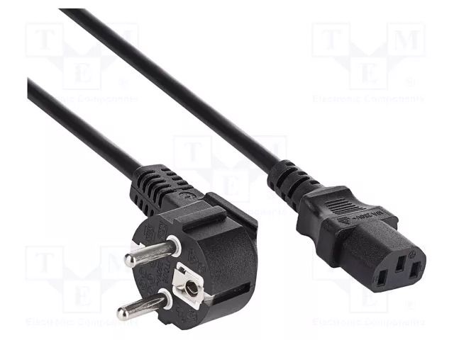 Cable; 3x1.5mm; PVC; Len: 1.5m; black; 10A; 250V; Core: Cu AKYGA AK-PC-01S