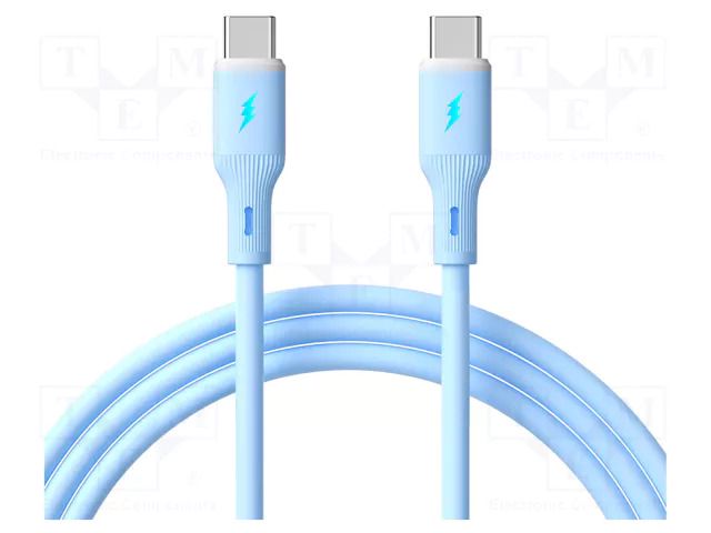 Cable; USB 2.0; USB C plug,both sides; nickel plated; 1m; blue; Cu AKYGA AK-USB-68