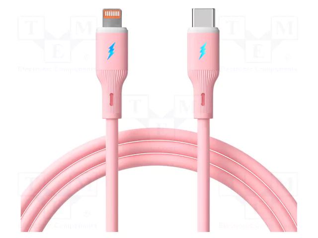 Cable; USB 2.0; Apple Lightning plug,USB C plug; nickel plated AKYGA AK-USB-71