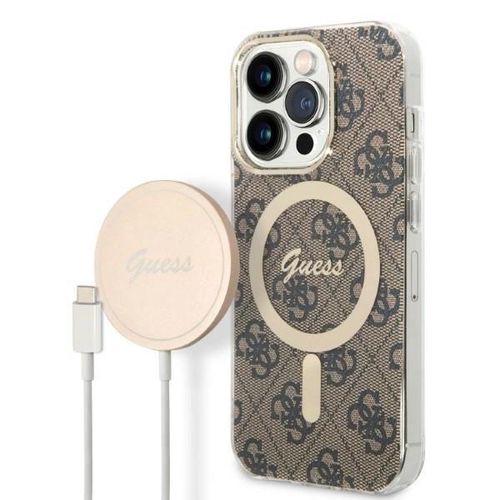 Set Guess GUBPP14XH4EACSW Case+ Charger iPhone 14 Pro Max 6.7" brown/brown hard case 4G Print MagSafe, Guess 3666339102920 3666339102920