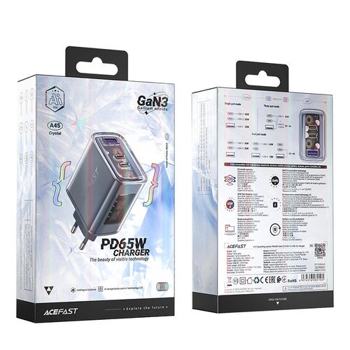 Acefast charger GaN 65W 3 ports (1xUSB, 2xUSB C) gray (A45), Acefast 6974316282105 6974316282105