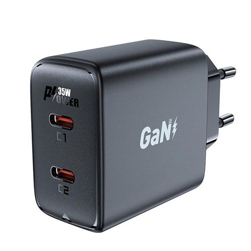 Fast charger GaN 35W PD 2x USB C Acefast A49 - black, Acefast 6974316282198 6974316282198