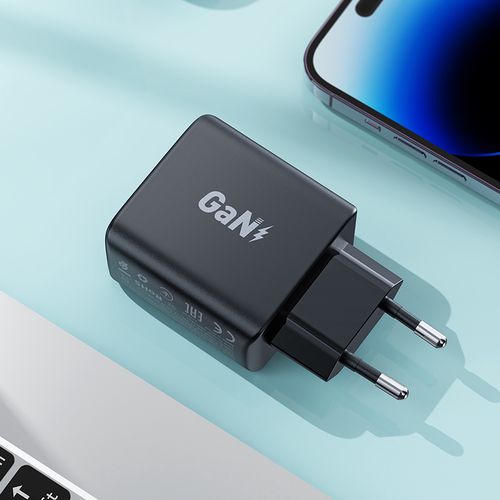 Fast charger GaN 35W PD 2x USB C Acefast A49 - black, Acefast 6974316282198 6974316282198