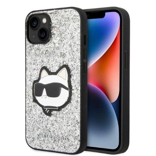 Karl Lagerfeld KLHCP14MG2CPS iPhone 14 Plus 6.7&quot; silver/silver hardcase Glitter Choupette Patch, Karl Lagerfeld 3666339099442 3666339099442