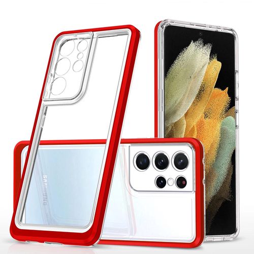 Clear 3in1 case for Samsung Galaxy S23 Ultra silicone cover with frame red, Hurtel 5907769352423 5907769352423