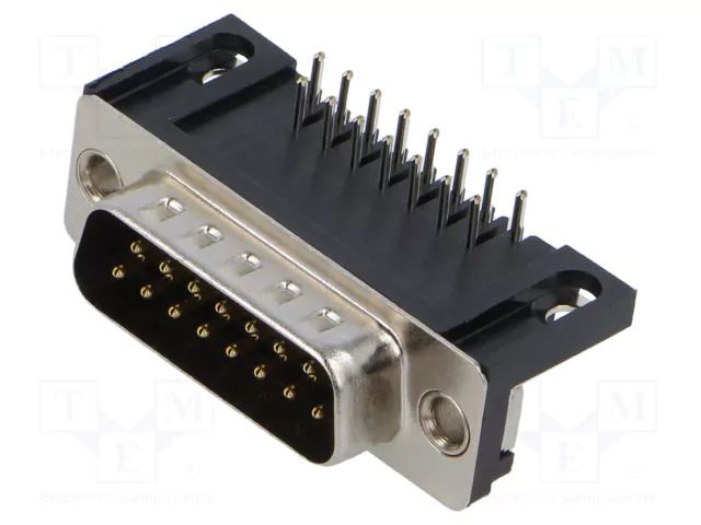 Connector: D-Sub; PIN: 15; socket; male; on PCBs; angled 90°; THT MH CONNECTORS MHDD15M-N-B-SRBM