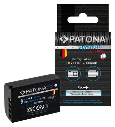 PATONA Platinum Battery with USB-C Input for Olympus OM-1 OM1 BLX-1 BLX1, PATONA 1372 4055655235198