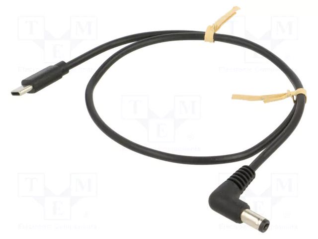 Cable; USB C plug,DC 5,5/2,1 plug; angled; black; 0.5m; Core: Cu GOOBAY GOOBAY-78971