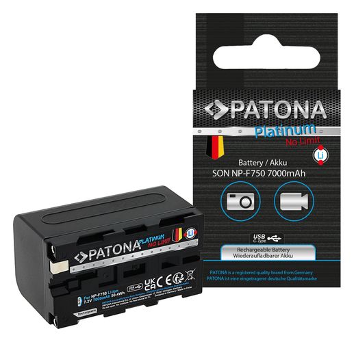 PATONA Platinum Battery with USB-C Input f. Sony NP-F750 F330 F530 F550 F930 F920, PATONA 1376 4055655235235