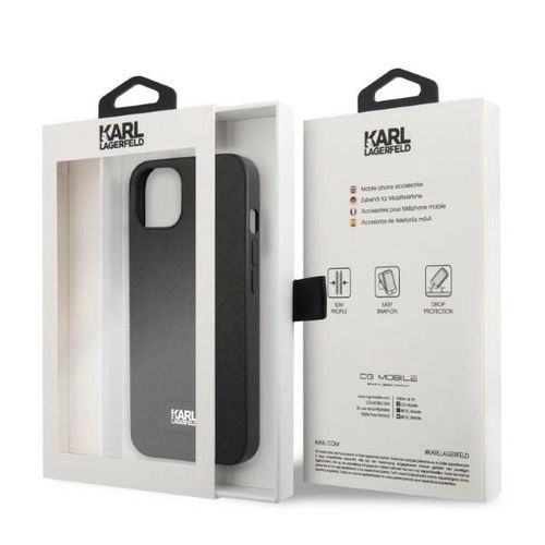 Karl Lagerfeld KLHCP13SSFMP2K iPhone 13 mini 5.4&quot; hardcase black/black Saffiano Plaque, Karl Lagerfeld 3666339048921 3666339048921