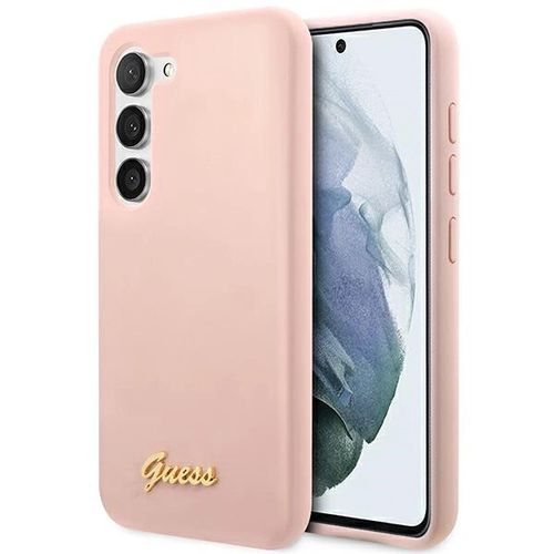 Guess GUHCS23MLSLMGPP S23+ S916 pink/pink hardcase Silicone Script Metal Logo, Guess 3666339115036 3666339115036