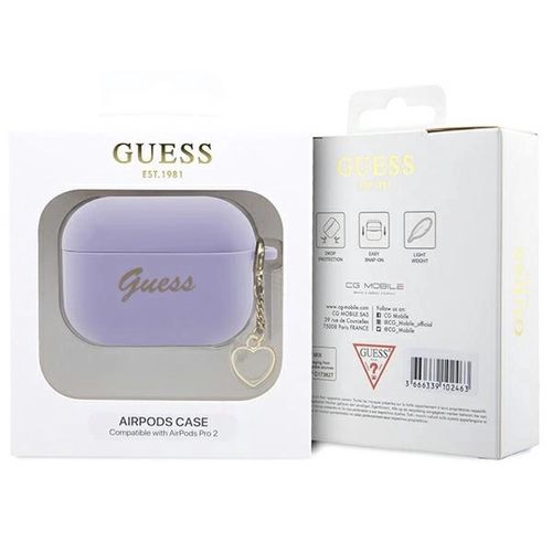 Guess GUAP2LSCHSU AirPods Pro 2 cover purple/purple Silicone Charm Heart Collection, Guess 3666339110994 3666339110994