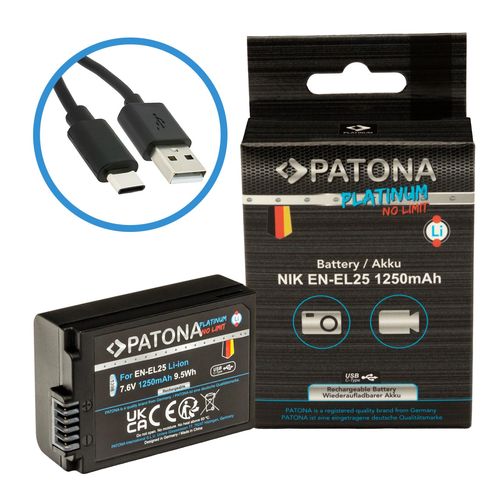 PATONA Platinum battery with USB-C input for Nikon EN-EL25 Nikon Zfc Nikon Z50 Nikon Z30, PATONA 1398 4055655238793