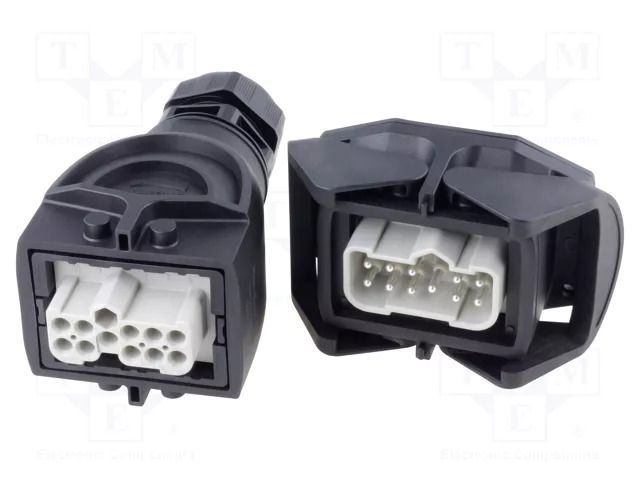 Connector: HDC; male + female; 16A; 500V; Han Kit; PIN: 10; size 6B HARTING 87848110037