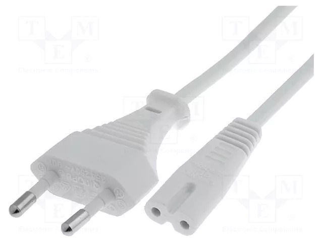 Cable; 2x0.75mm2; CEE 7/16 (C) plug,IEC C7 female; PVC; 1.5m GOOBAY CABLE-704-1.5WH
