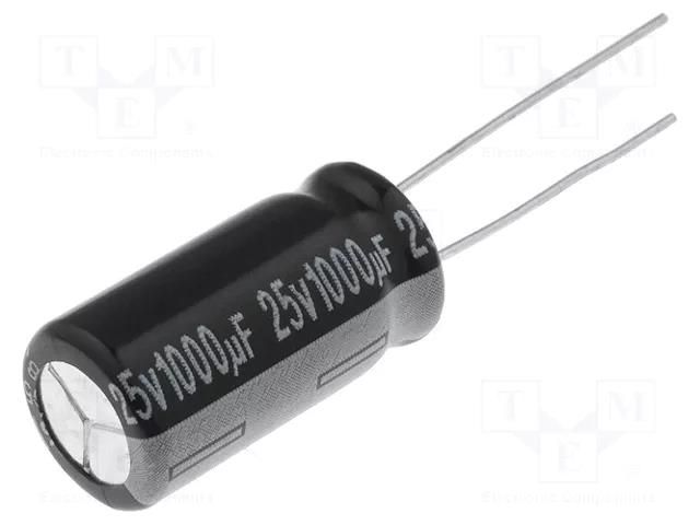 Capacitor: electrolytic; THT; 1000uF; 25VDC; Ø10x20mm; Pitch: 5mm AISHI CE-1000/25PHT-Y