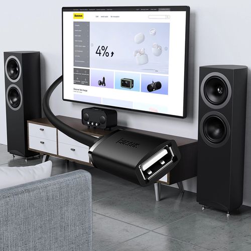 Extension cable USB 2.0 0.5m Baseus AirJoy Series - black, Baseus 6932172629656 6932172629656