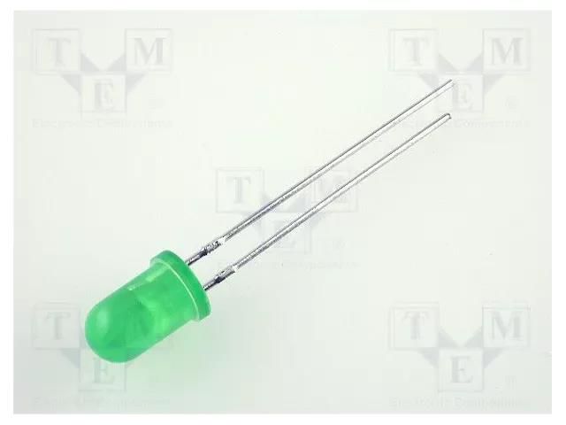 LED; green; 5mm; 0.8÷3.2mcd; 60°; Front: convex; 2.2÷2.5VDC KINGBRIGHT ELECTRONIC L-53LGD