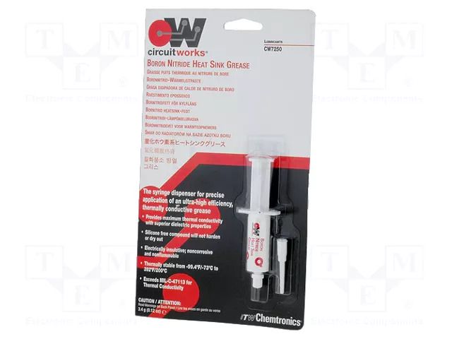 Heat transfer paste; white; silicone free; 1.85W/mK; 3.4g CHEMTRONICS CH-CW7250