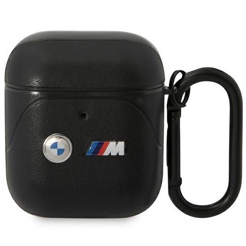 BMW BMA222PVTK AirPods 1/2 cover black/black Leather Curved Line, BMW 3666339089535