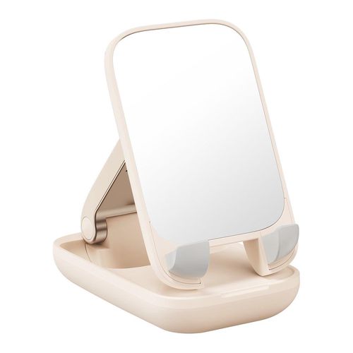 Adjustable phone stand with mirror Baseus Seashell Series - beige, Baseus 6932172629915 6932172629915