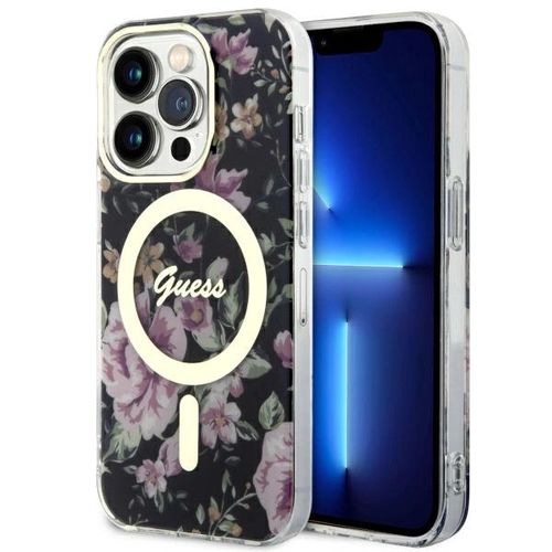 Guess GUHMP14LHCFWSK iPhone 14 Pro 6.1" black/black hardcase Flower MagSafe, Guess 3666339115531 3666339115531
