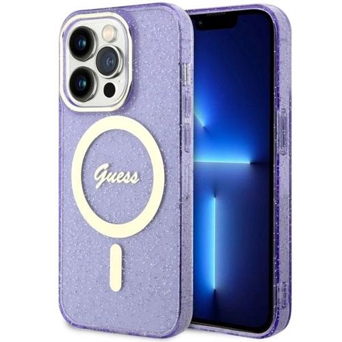 Guess GUHMP14LHCMCGU iPhone 14 Pro 6.1" purple/purple hardcase Glitter Gold MagSafe, Guess 3666339125684 3666339125684