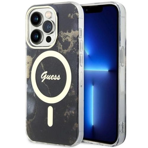 Guess GUHMP14XHTMRSK iPhone 14 Pro Max 6.7&quot; black/black hardcase Golden Marble MagSafe, Guess 3666339115784 3666339115784