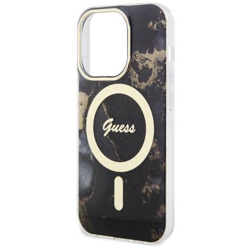 Guess GUHMP14XHTMRSK iPhone 14 Pro Max 6.7&quot; black/black hardcase Golden Marble MagSafe, Guess 3666339115784 3666339115784