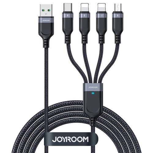 Joyroom Multi-Use Series S-A18 4in1 USB-A - USB-C / Lightning / Lightning / micro USB cable 1.2m - black, Joyroom 6956116758622 6956116758622