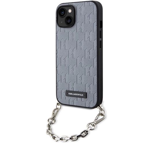 Karl Lagerfeld KLHCP14SSACKLHPG iPhone 14 6.1" silver/silver hardcase Saffiano Monogram Chain, Karl Lagerfeld 3666339122904 3666339122904