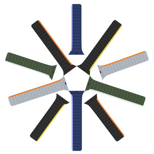 Magnetic Apple Watch SE, 9, 8, 7, 6, 5, 4, 3, 2, 1 (41, 40, 38 mm) Dux Ducis Strap (LD Version) - gray-orange, Dux Ducis 6934913027868 6934913027868