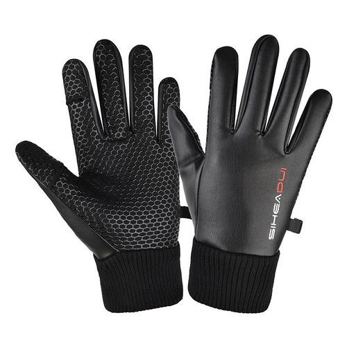 Men's insulated, anti-slip telephone gloves - black, Hurtel 5907769308000