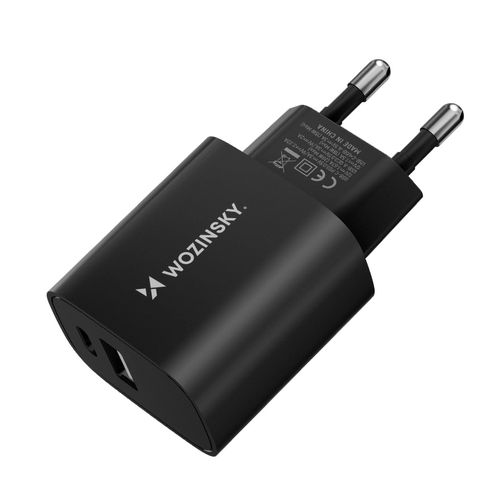 Wozinsky WGWCB USB-A USB-C 20W Wall Charger - Black, Wozinsky 5907769308376 5907769308376
