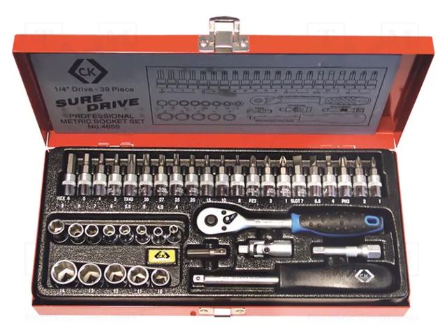 Wrench-set; 6-angles,socket spanner; steel; Mounting: 1/4" C.K CK-4655