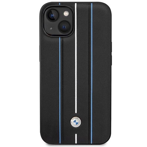 Case BMW BMHCP14S22RVSK iPhone 14 6.1" black/black hardcase Leather Stamp Blue Lines, BMW 3666339066321 3666339066321